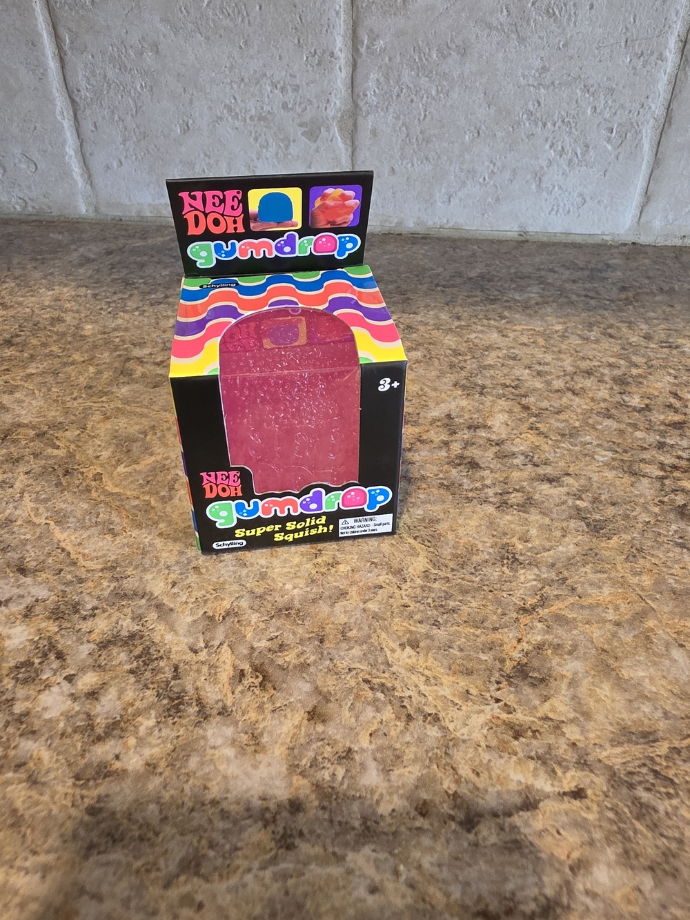 NeeDoh Gumdrop Pink Squishy Fidget Toy Schylling Super Solid Squish Sensory Toy